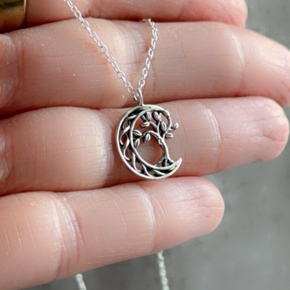 Sterling Silver Tree of Life and Moon Necklace - Picture 11 of 11